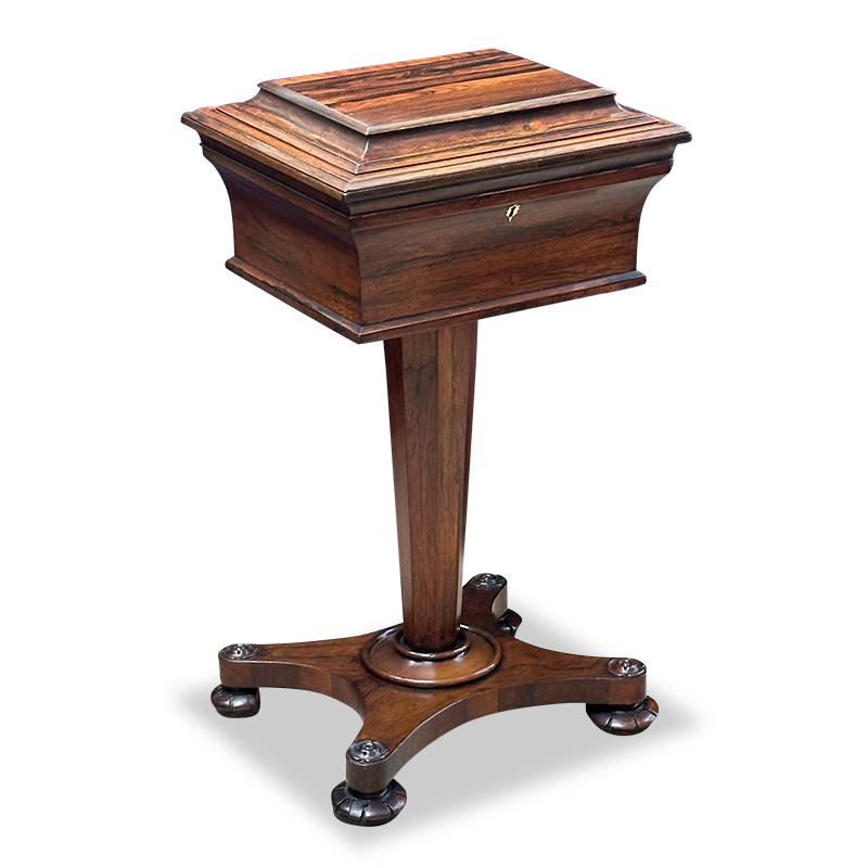 antique rosewood teapoy pedestal tantalus