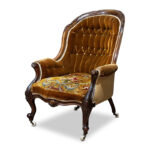 Victorian antique spoonback lounge chair