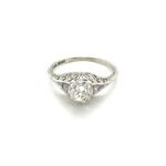 18ct white gold and platinum filigree solitaire ring c. 1955