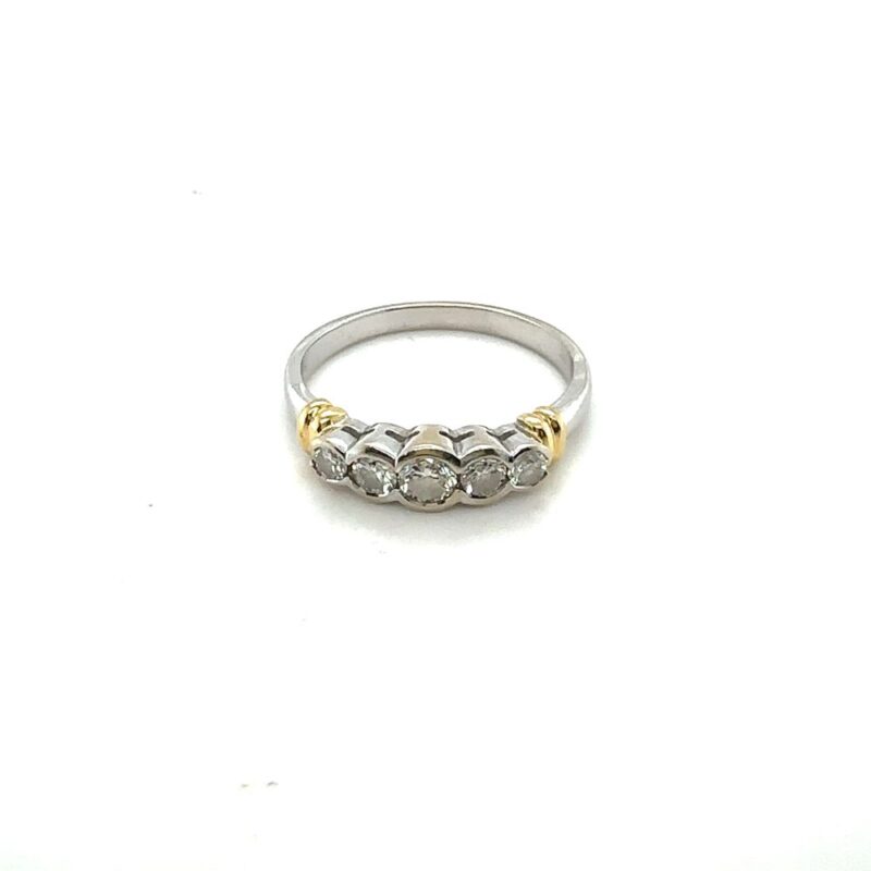 18 white gold 5 diamond half hoop ring c. 1980