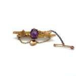 Edwardian 9ct amethyst bar brooch c. 1900