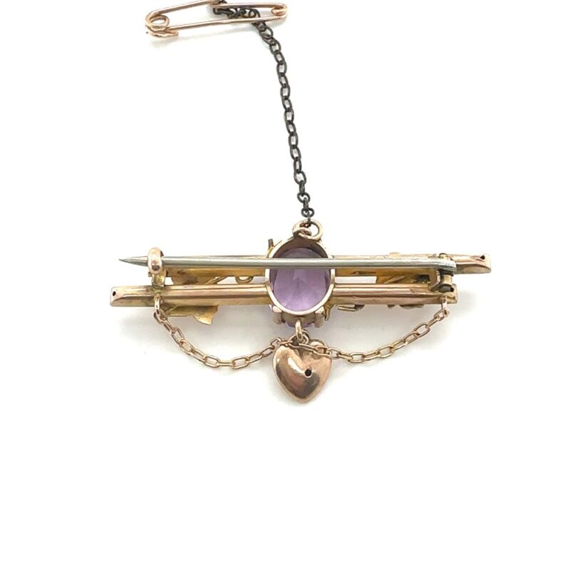 Edwardian 9ct amethyst bar brooch c. 1900