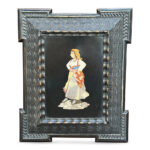 Framed pietra dura plaque of lady