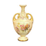 Royal Worcester blush ivory vase with mask handles