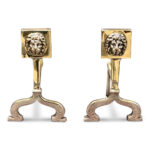 english lion head andirons