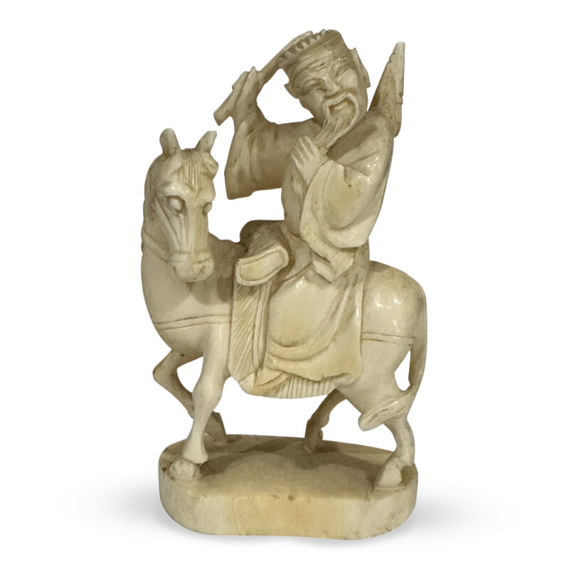 Oriental carved ivory figure on horse back c. 1900