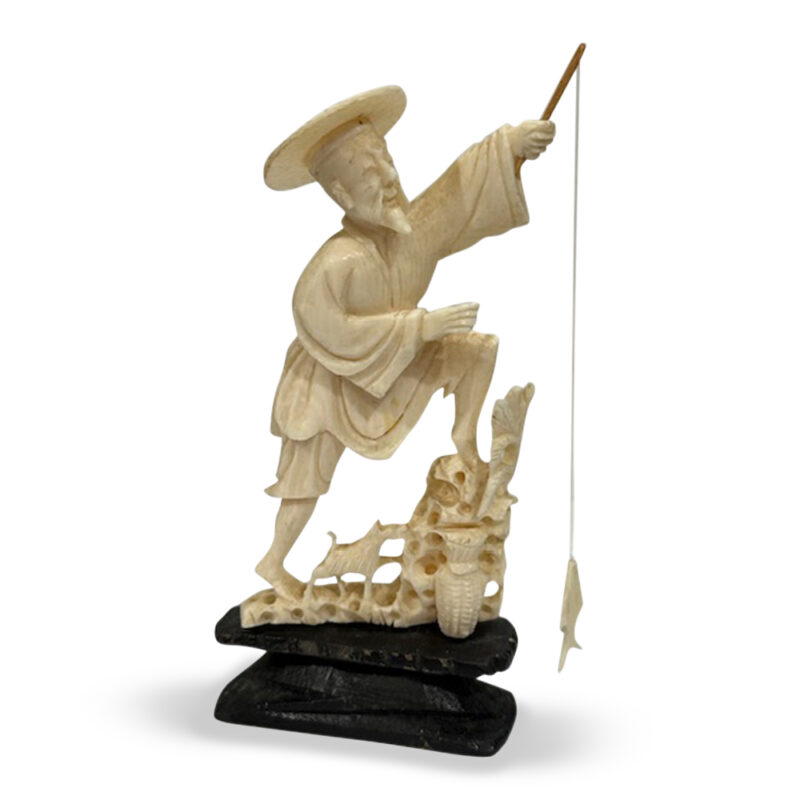 Chinese carved ivory fisherman c. 1910