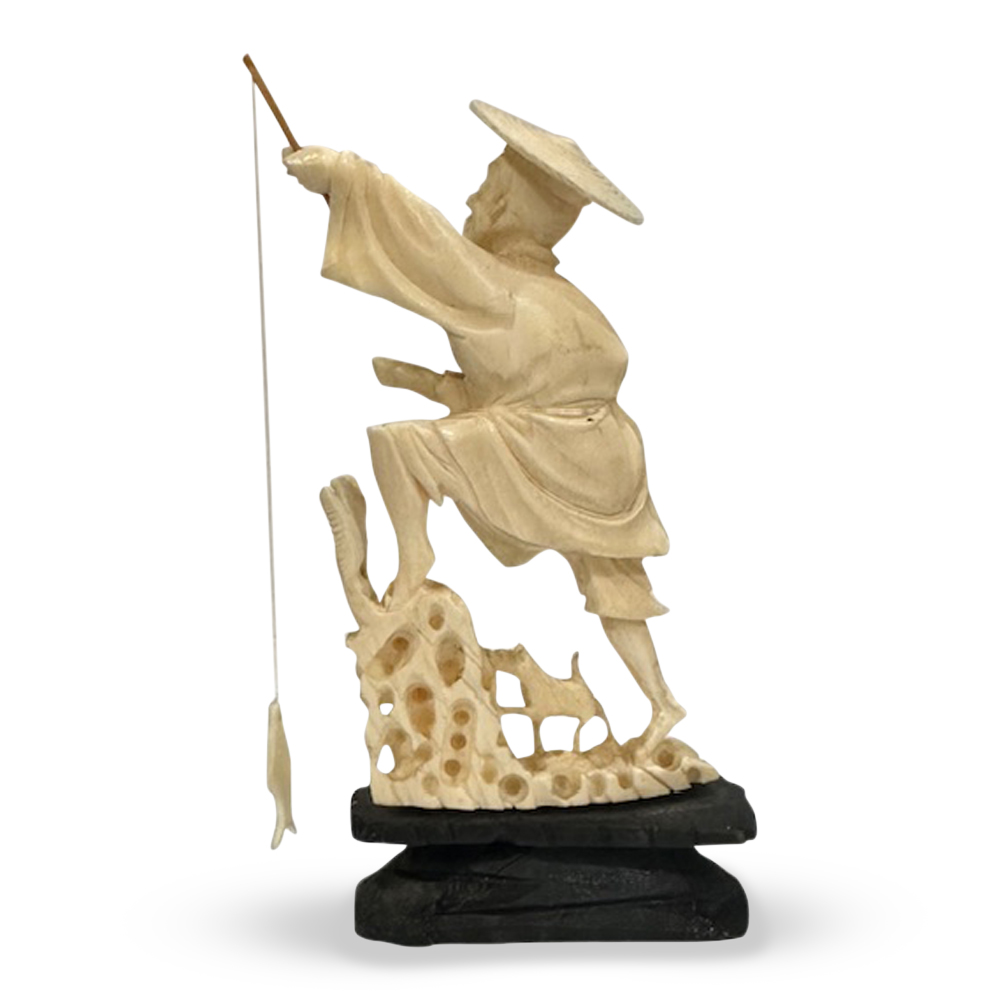 Chinese carved ivory fisherman c. 1910