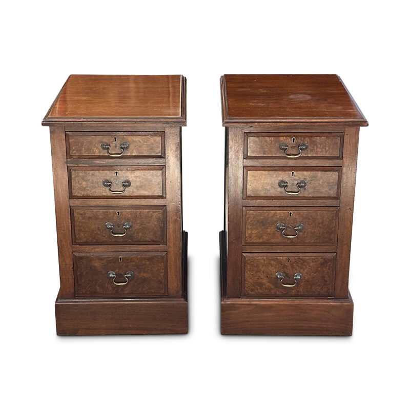 Edwardian walnut bedside cabinets