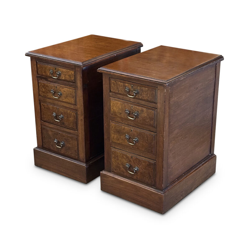 Edwardian walnut bedside cabinets