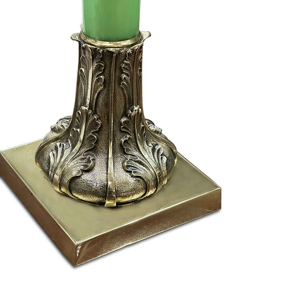 French brass and glass banquet lamp