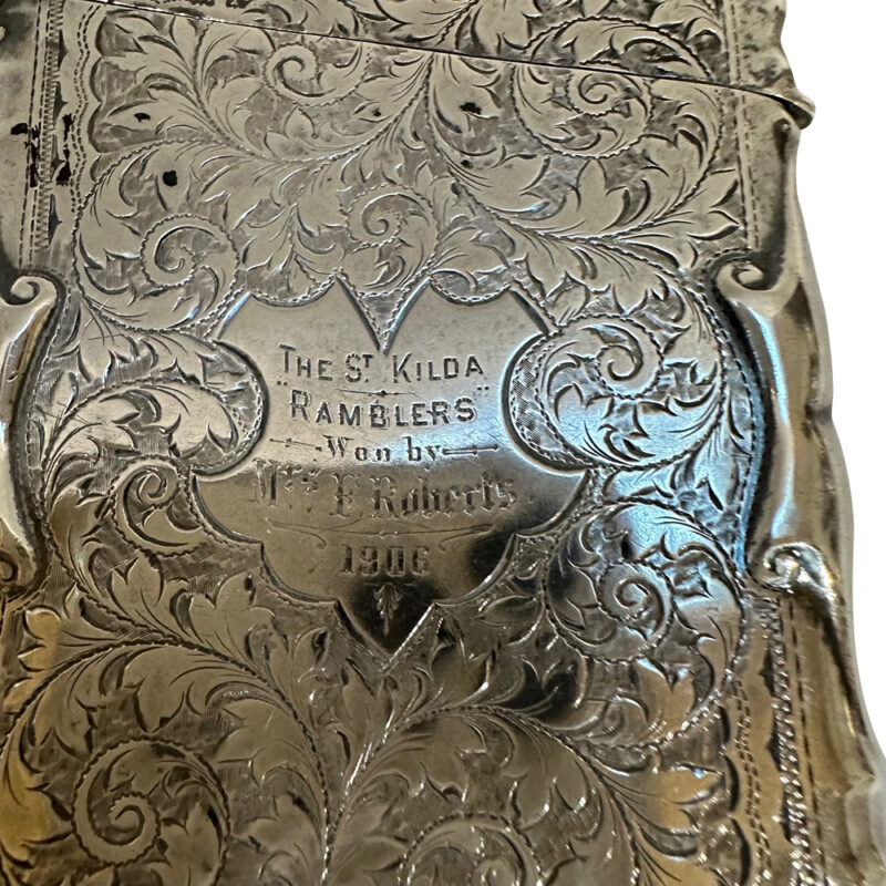 St Kilda Ramblers silver card case detail