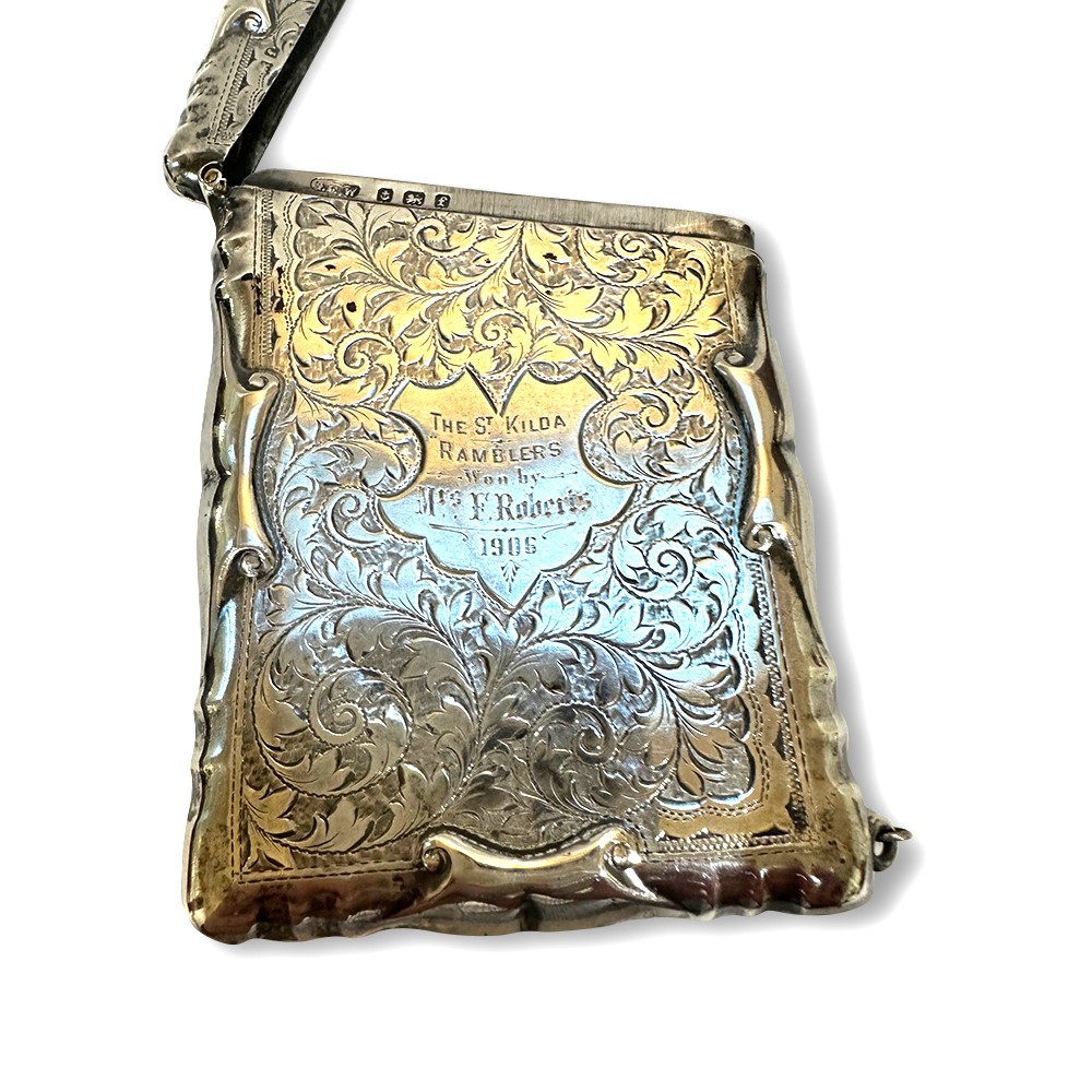 St Kilda Ramblers silver card case open