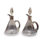 Pair crystal jugs with stoppers