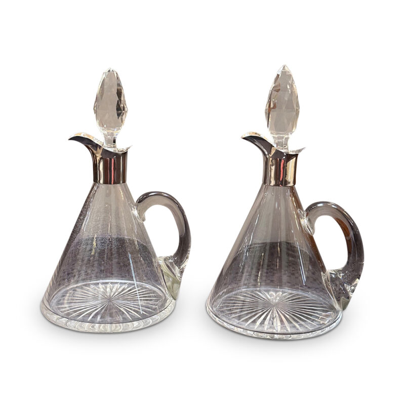 Pair crystal jugs with stoppers