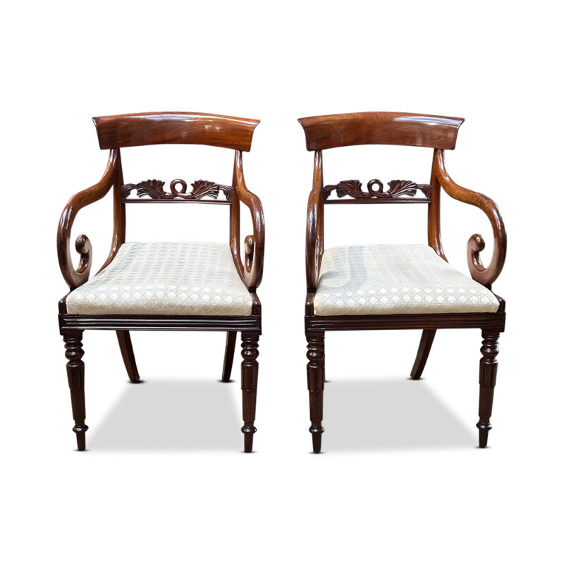 Pair mahogany carver chairs