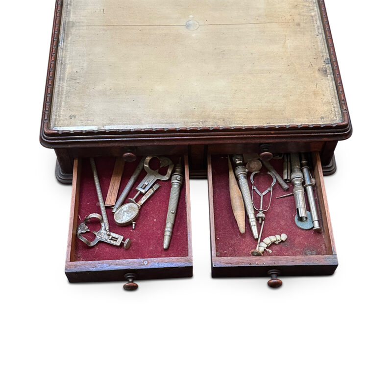 antique dentistry box open with tools