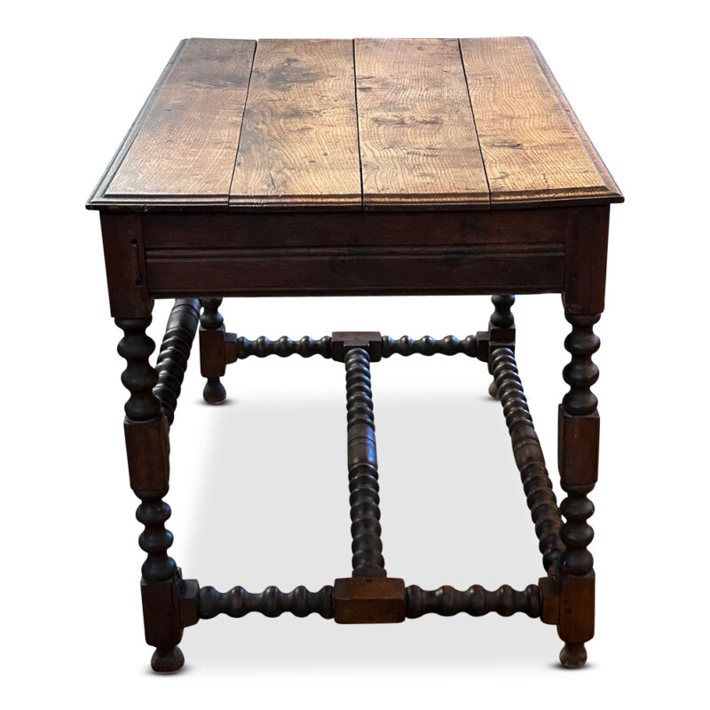 country oak hall table with bobbins side