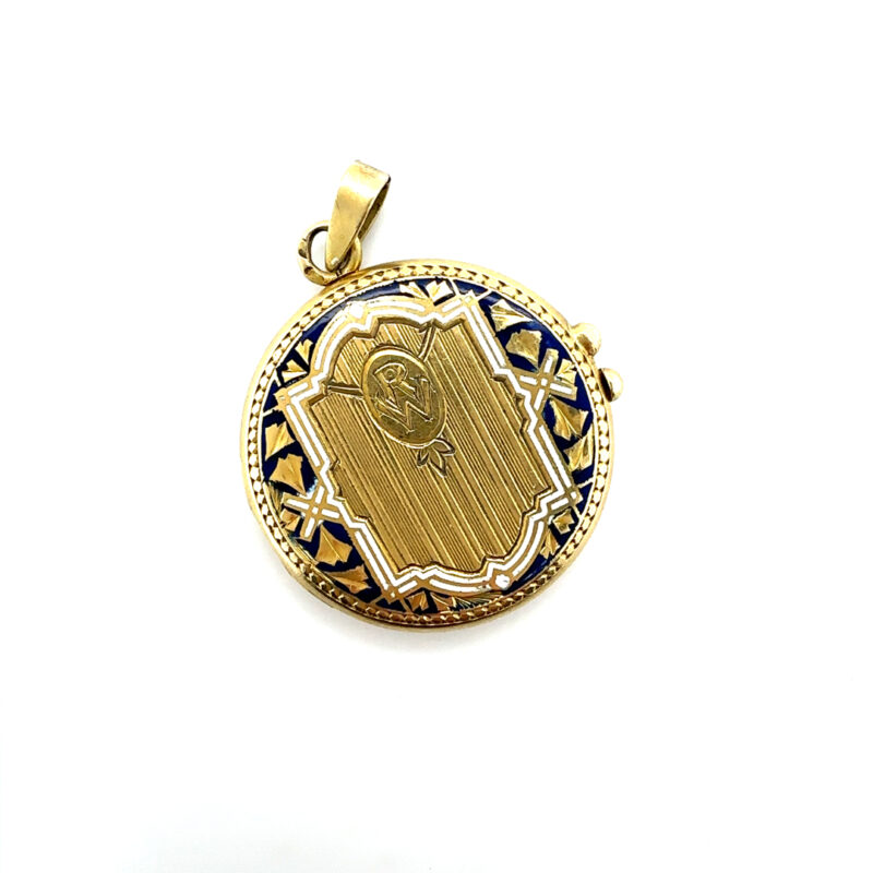 18ct gold enamelled locket