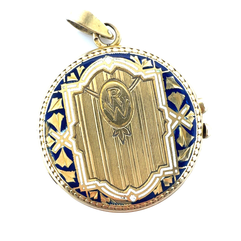 18ct gold enamelled locket