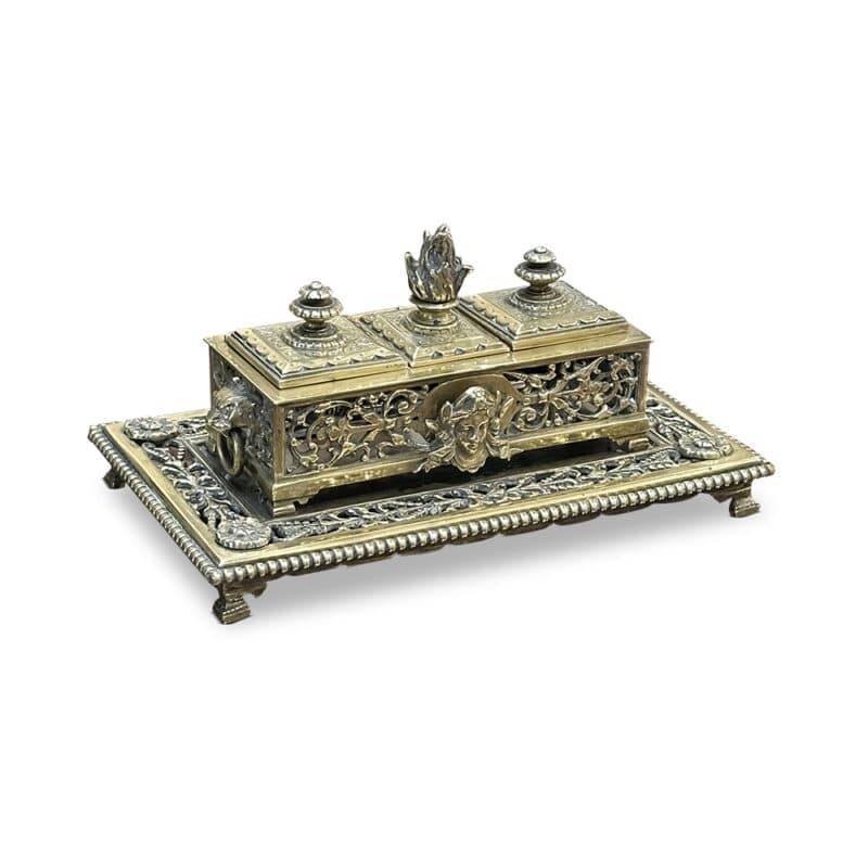 French brass inkwell