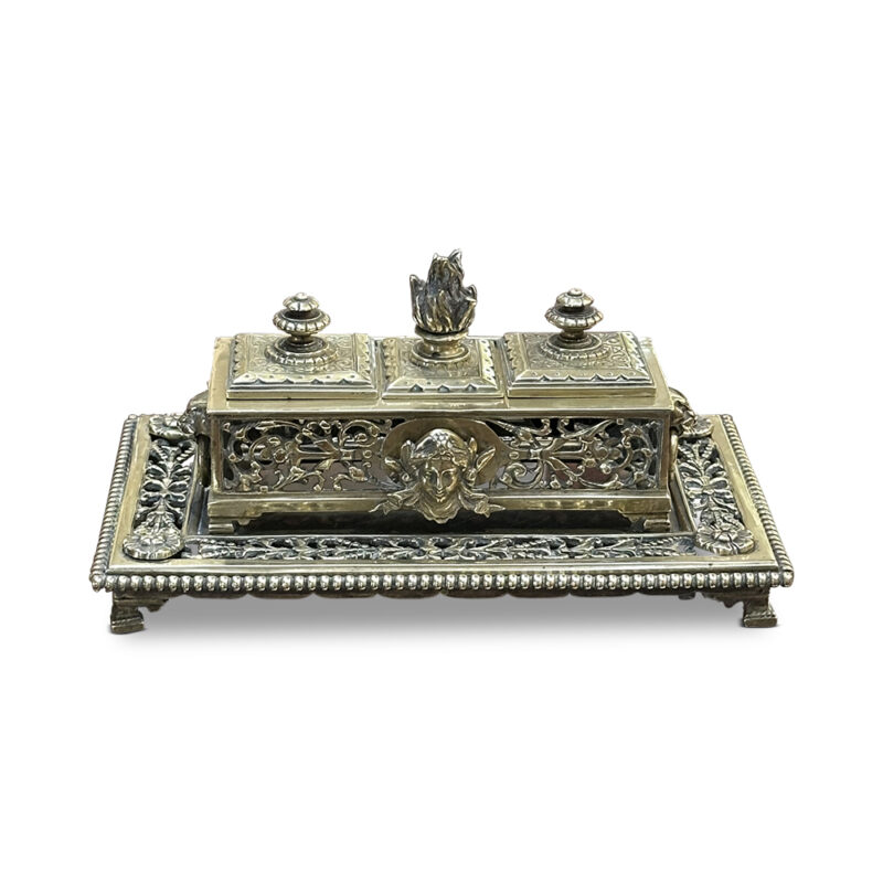 French brass inkwell front