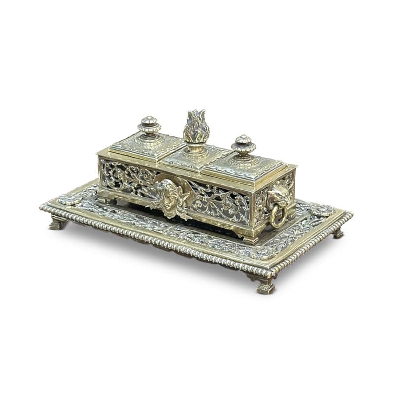 French brass inkwell