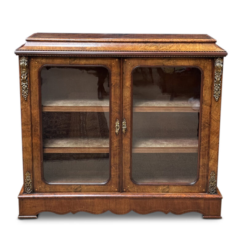 Burr walnut pier cabinet with inlays