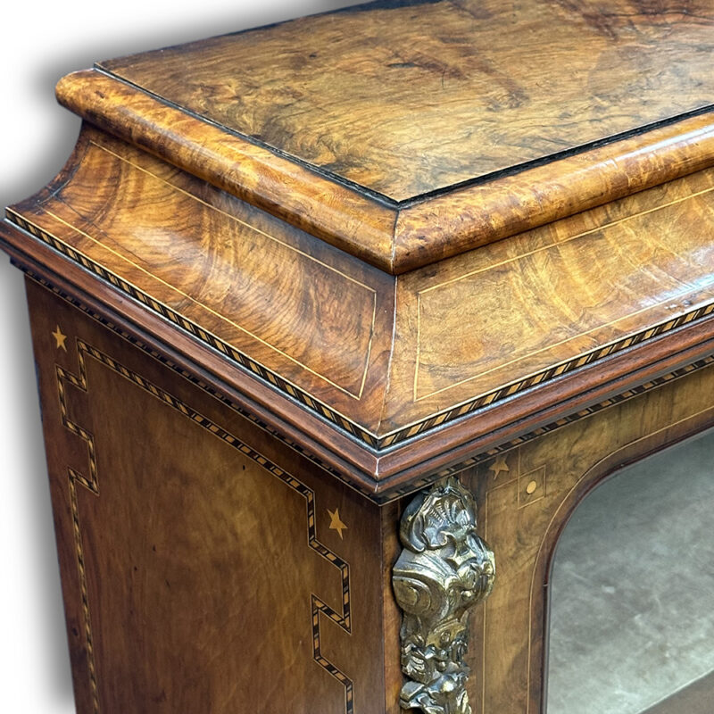 Burr walnut pier cabinet with inlays