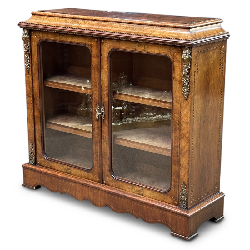 Burr walnut pier cabinet with inlays