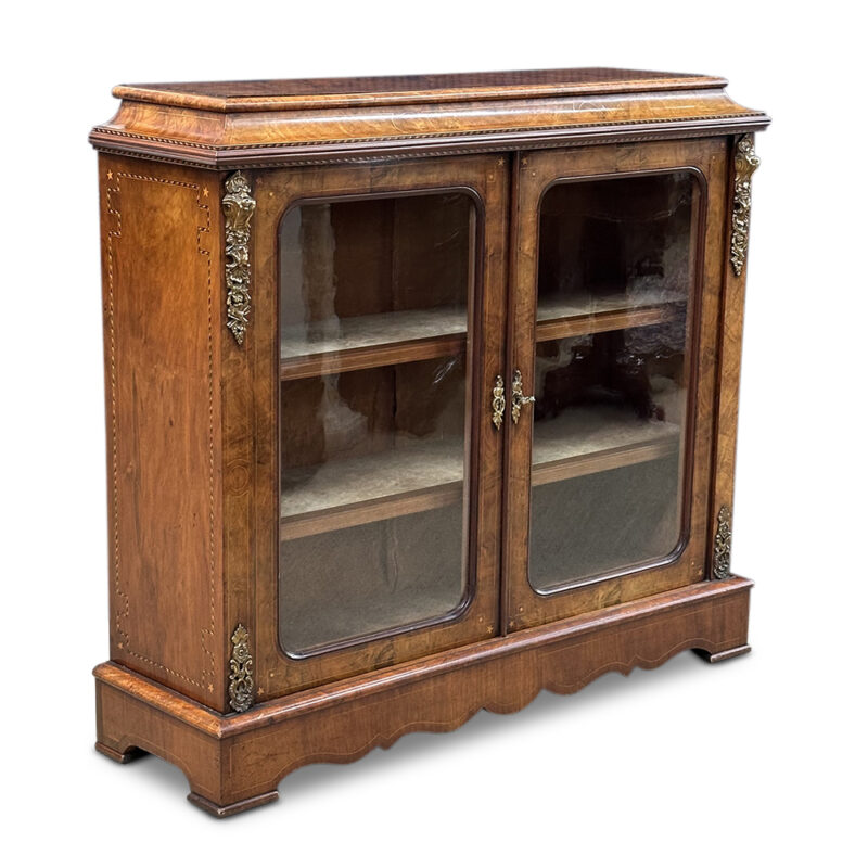 Burr walnut pier cabinet with inlays