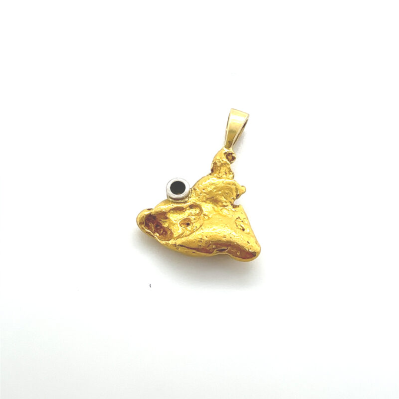 Gold nugget pendant with inset diamond back