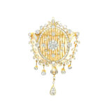 18ct gold moongate floriade brooch pendant with multiple diamonds