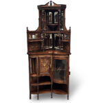 fine victorian marquetry corner cabinet