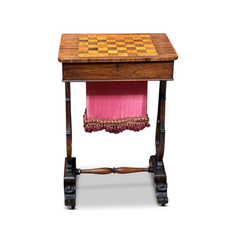 19th century games and sewing table open