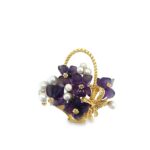 Amethyst and pearl floral basket