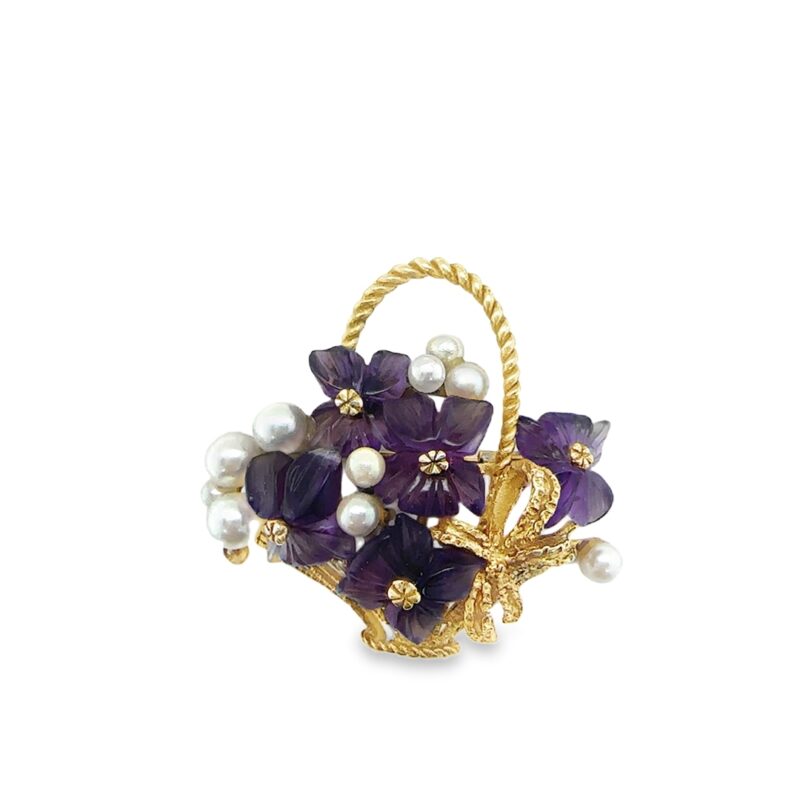 Amethyst and pearl floral basket