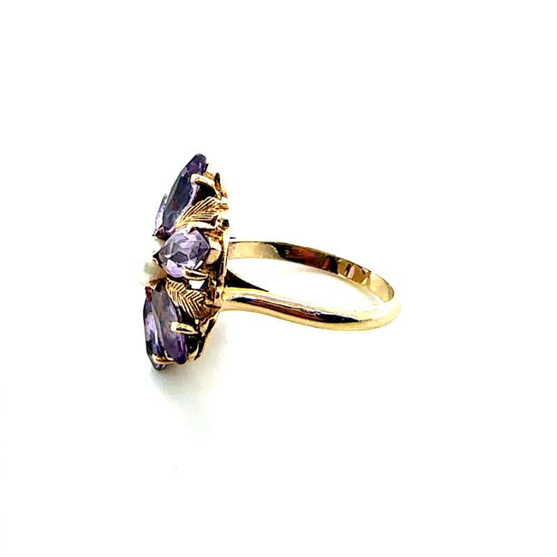 Amethyst and pearl cluster ring