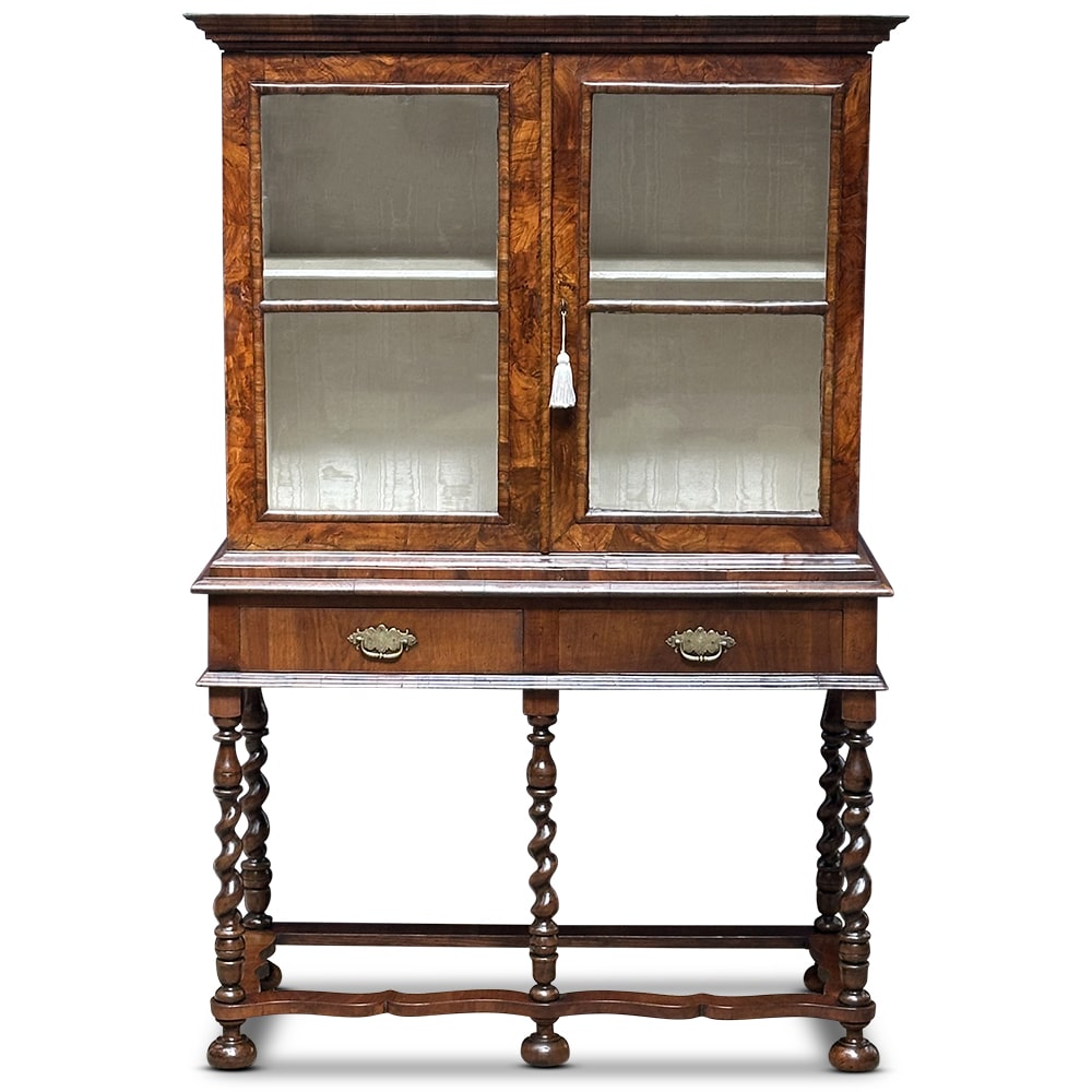 Georgian walnut display cabinet