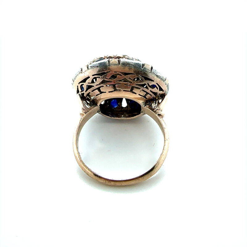 White and blue sapphire cocktail ring