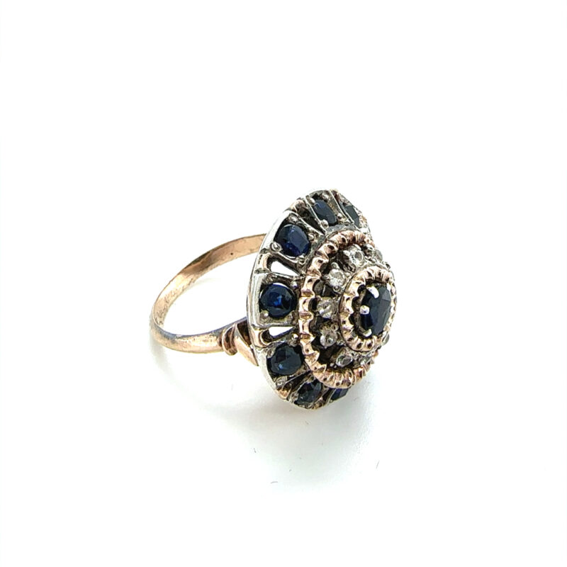 White and blue sapphire cocktail ring