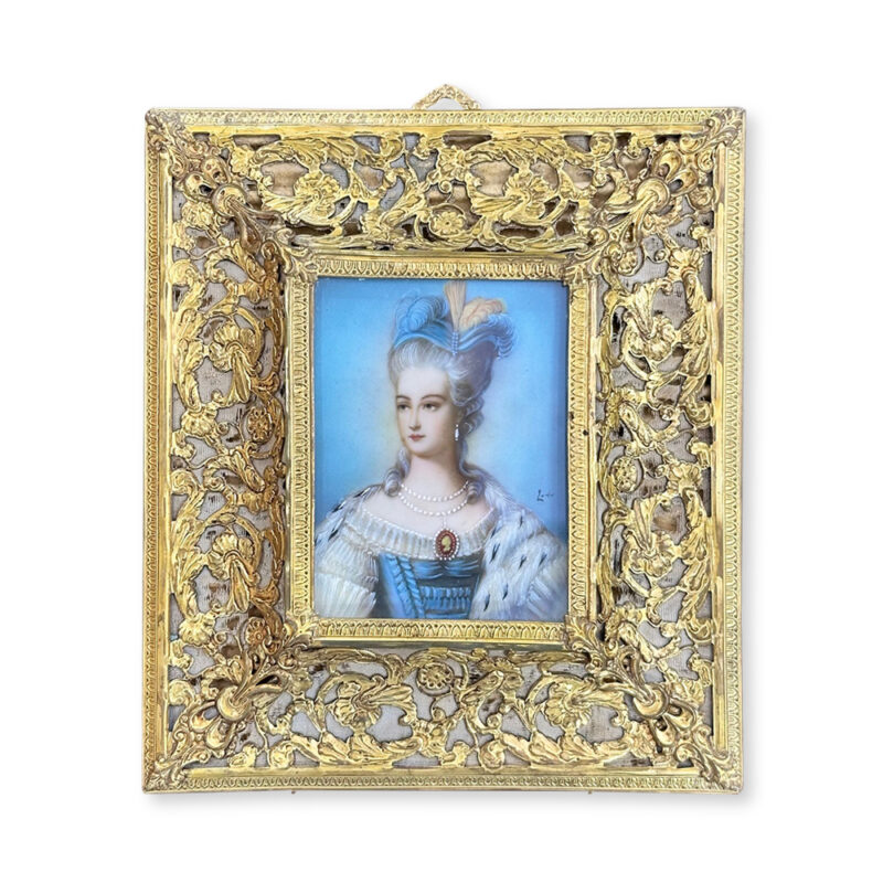 French miniature portrait gilt frame Marie Antoinette