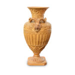 French teracotta urn vase with rams head detail