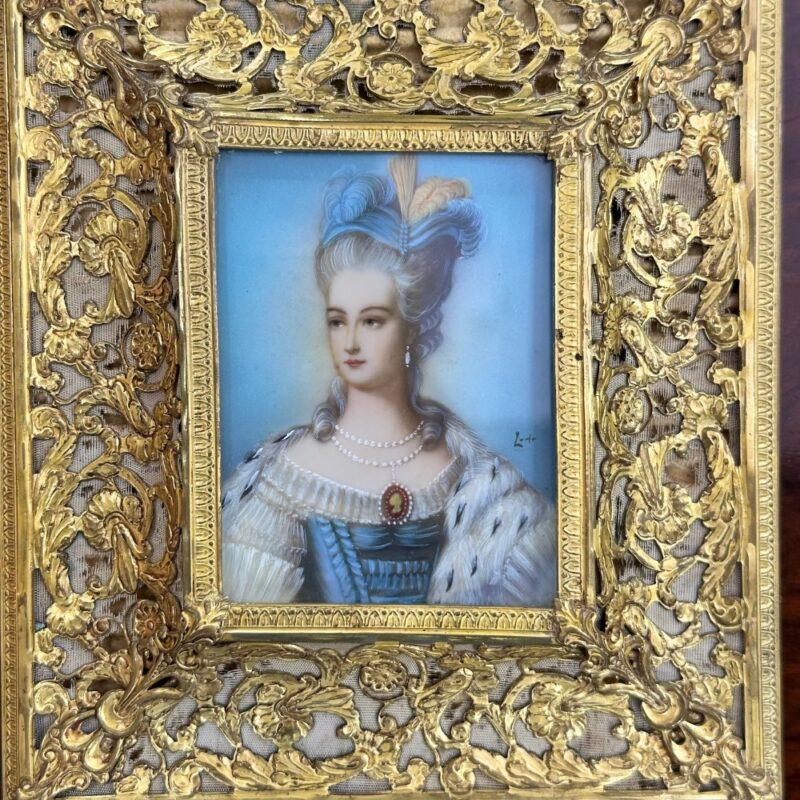 Antique 19th century Marie Antoinette hand painted French miniature