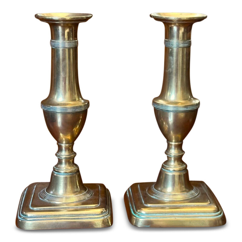 Pr Georgian brass candlesticks