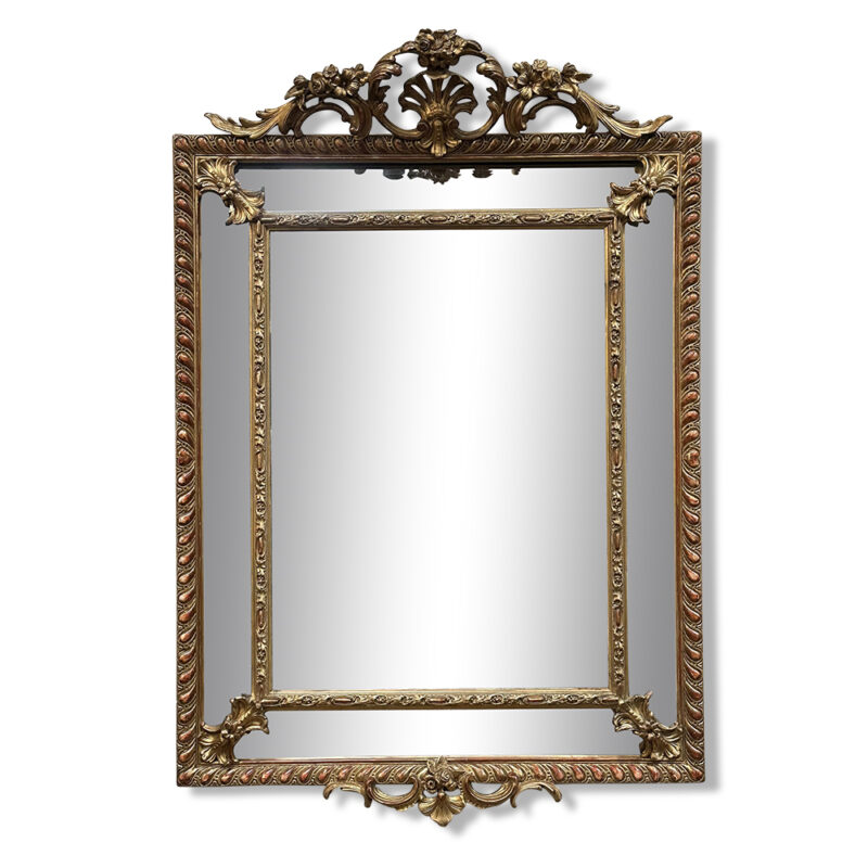 Superb French gilt cushion mirror