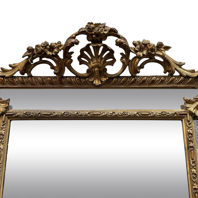 Superb French gilt cushion mirror