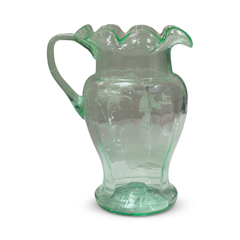 Mary Gregory style uranium glass water set