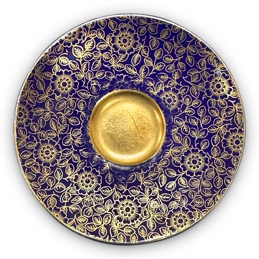 Royal Worcester Hadley blue and gold antique teacup and saucer