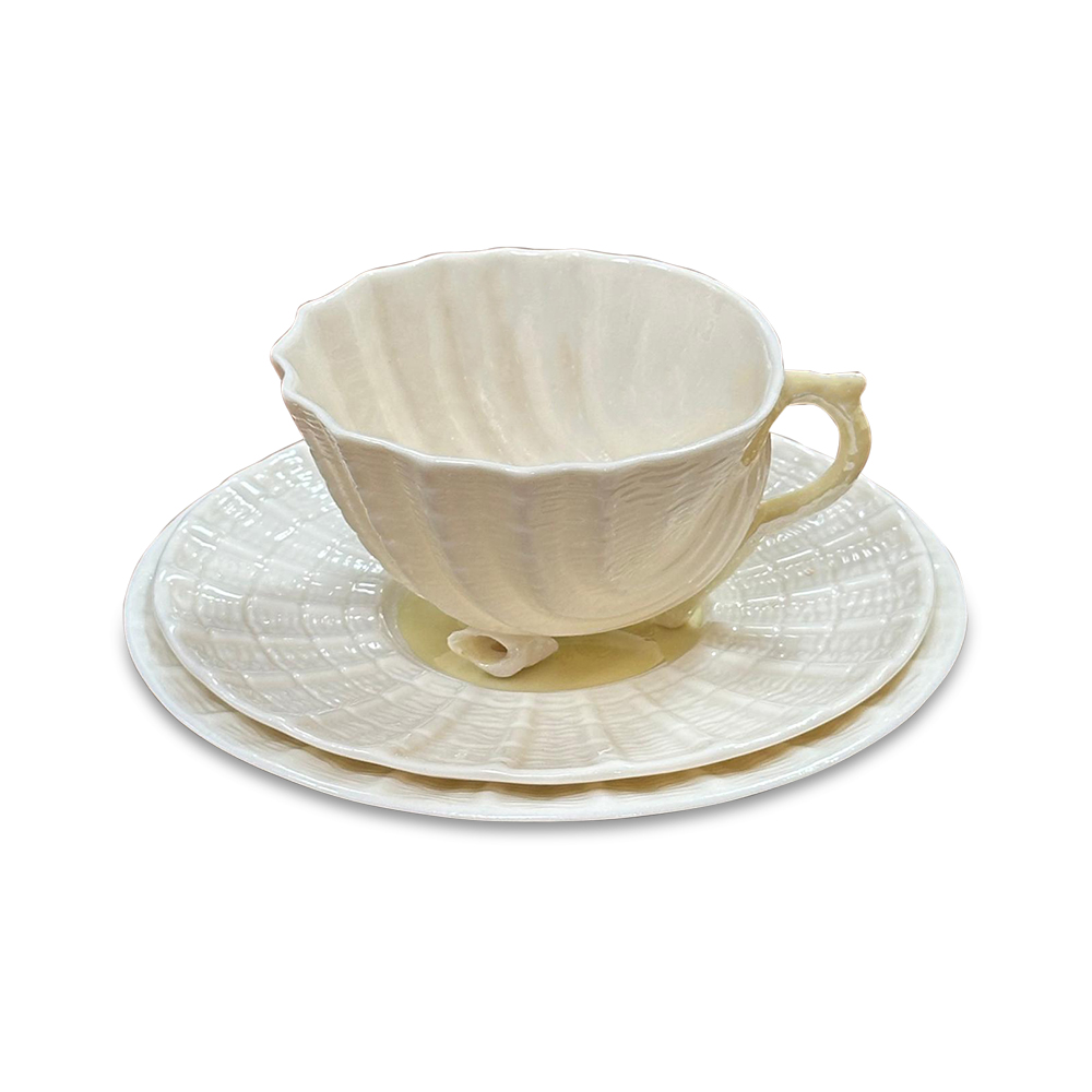 19 piece Belleek green mark shell shaped tea set cup